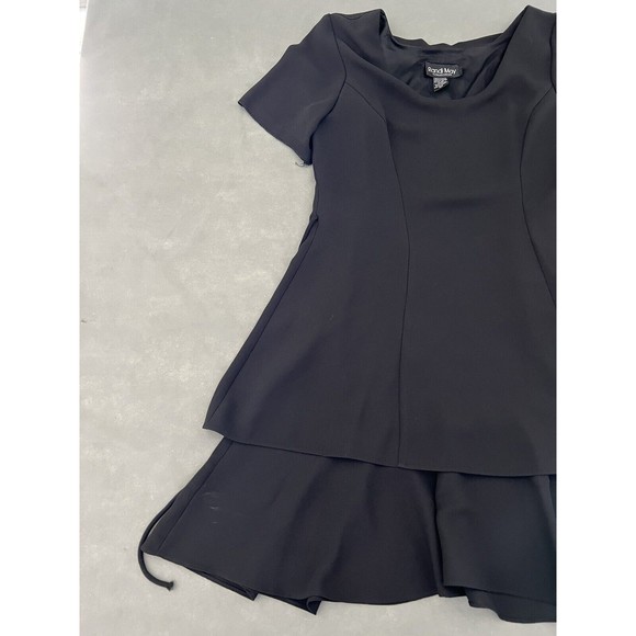 Randi May Collections Womens 10P Black Round Neck Ruffled Hem Midi Dress - Picture 2 of 11